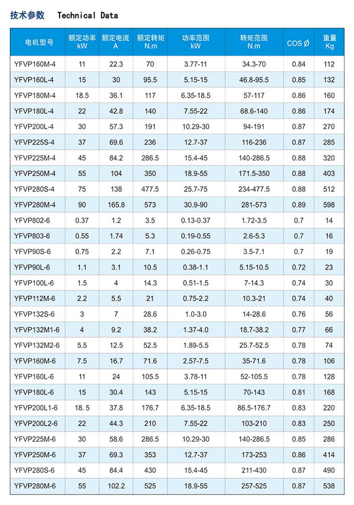 YFVP水泵類變頻調(diào)速三相異步電動機(jī)